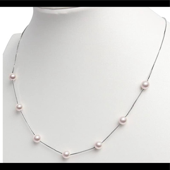 Sterling Silver Cultured White Pearls Necklace - Picture 3 of 4